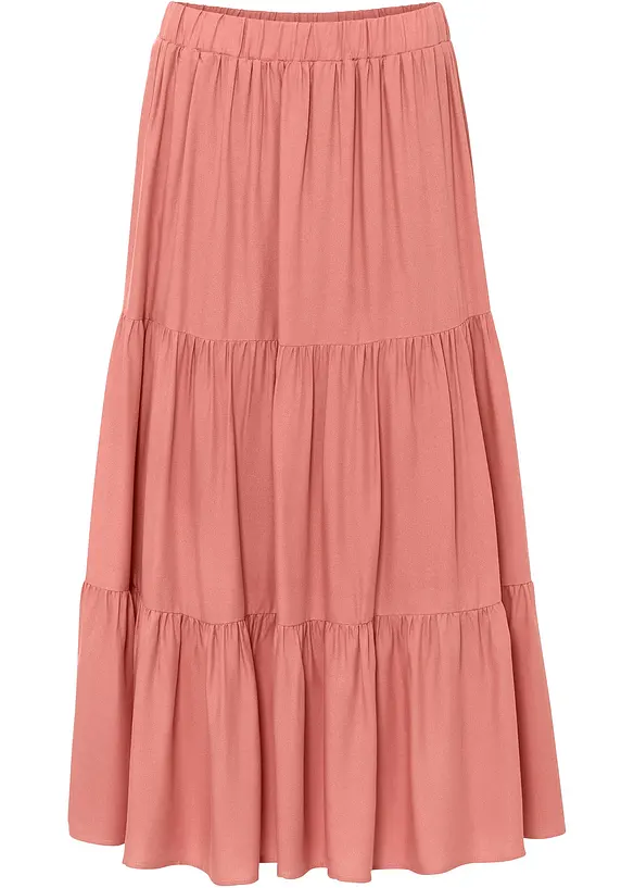Midirock aus strukturierter Viskose in rosa von vorne - bonprix Midirock aus strukturierter Viskose in rosa von vorne - bonprix