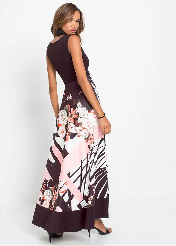 Maxikleid mit V-Ausschnitt in schwarz von hinten (Totalaufnahme) - bonprix