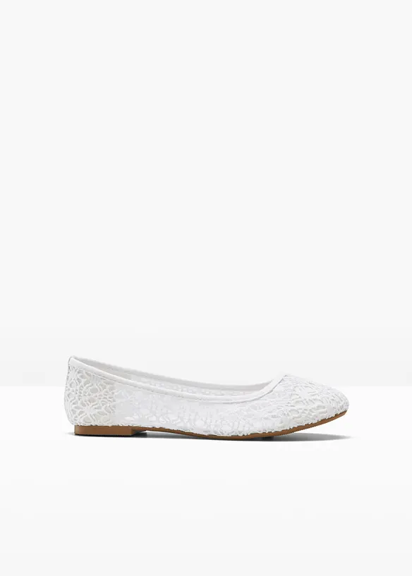 Ballerinas mit Spitze in weiß von vorne - bonprix