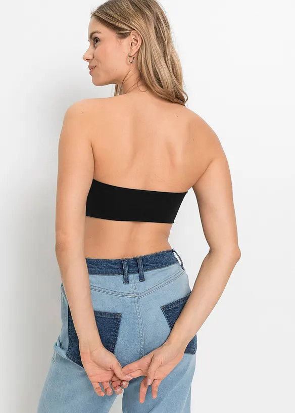 Bandeau-Top (2er-Pack) in schwarz von hinten (im Anschnitt) - bonprix