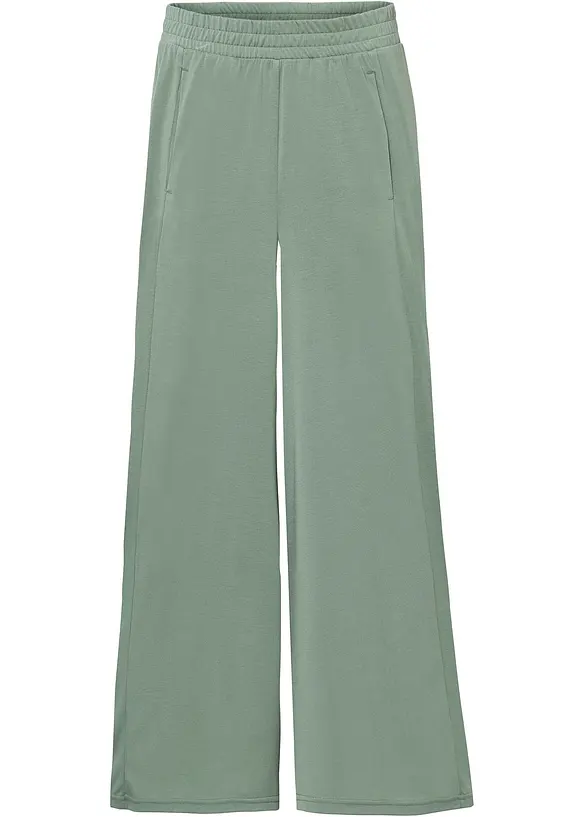 Jersey-Culotte mit weitem Bein in grün von vorne - bonprix