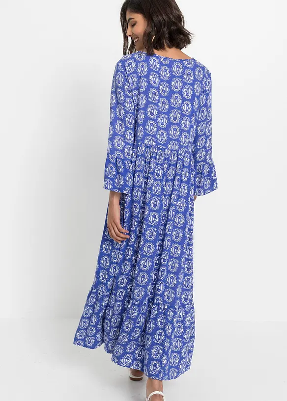 Kaftan-Kleid in blau von hinten (Totalaufnahme) - bonprix Kaftan-Kleid in blau von hinten (Totalaufnahme) - bonprix