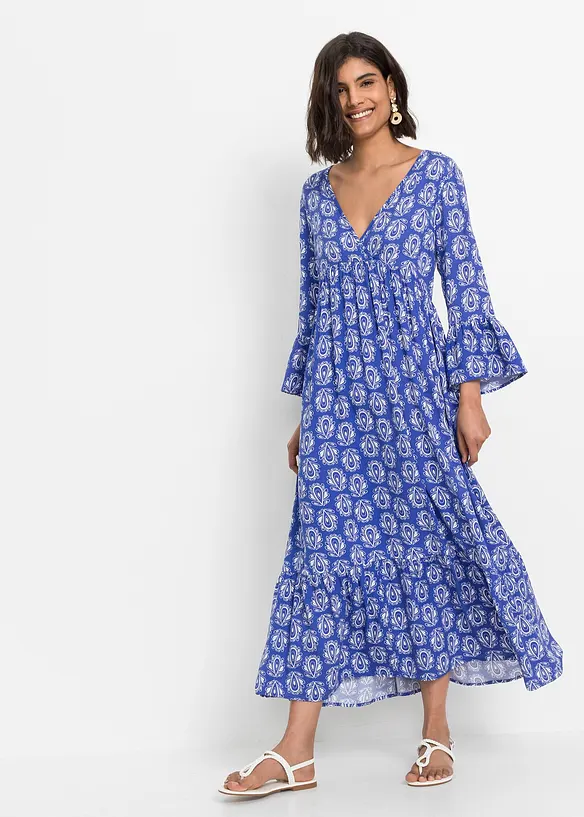 Kaftan-Kleid in blau von vorne (Totalaufnahme) - bonprix Kaftan-Kleid in blau von vorne (Totalaufnahme) - bonprix