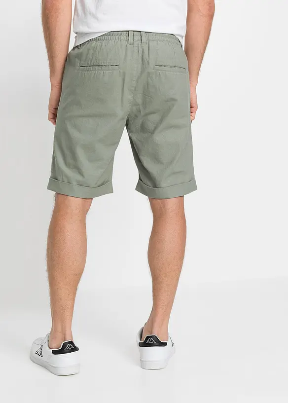 Regular Fit Schlupf-Bermuda aus luftigem Leinen-Mix in grün von hinten - bonprix