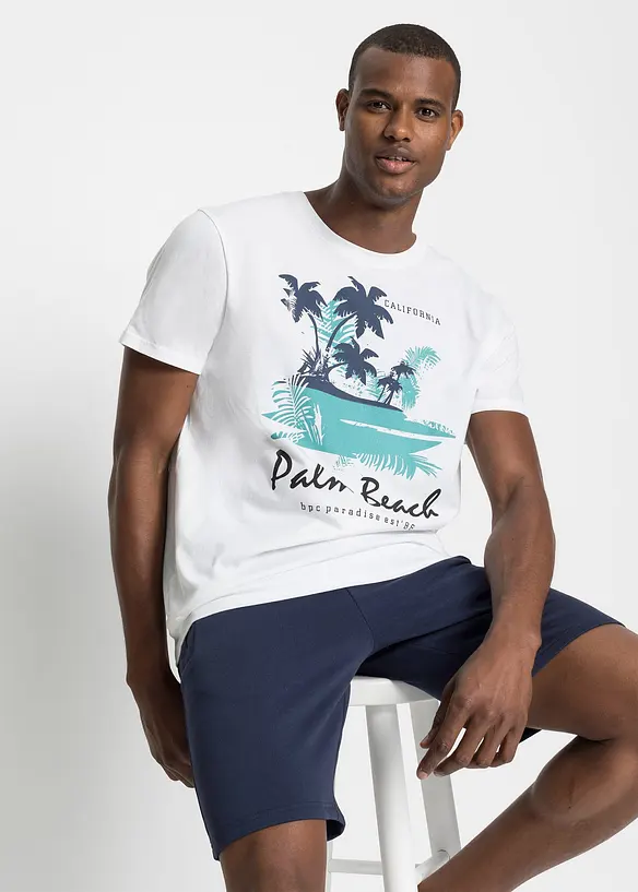 T-Shirt aus reiner Bio-Baumwolle in weiß von vorne (im Anschnitt) - bonprix