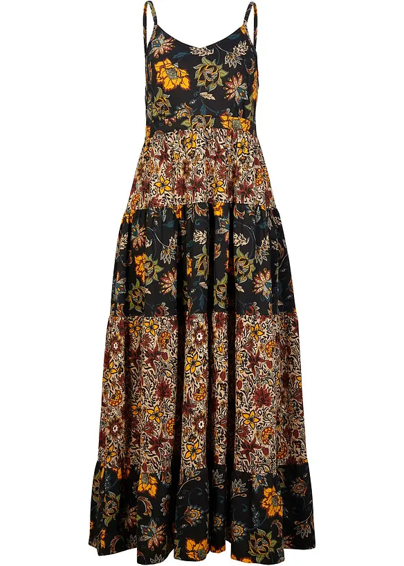 Maxikleid aus reiner Bio-Baumwolle in schwarz von vorne - bonprix Maxikleid aus reiner Bio-Baumwolle in schwarz von vorne - bonprix