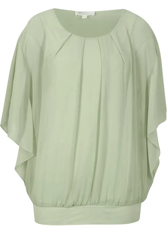 Chiffon Tunika mit Untertop in grün von vorne - bonprix