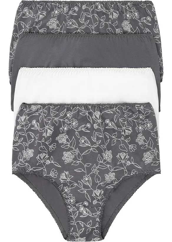 Highwaist Slip  mit komfortabler Baumwolle (4er Pack) in grau von vorne - bonprix