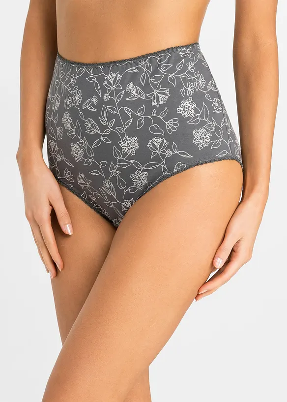 Highwaist Slip  mit komfortabler Baumwolle (4er Pack) in grau von vorne - bonprix