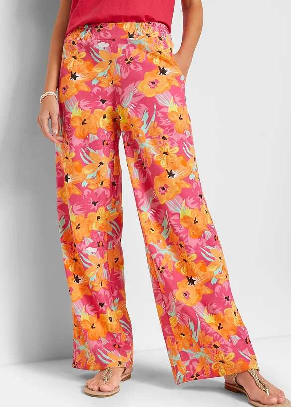 Jersey-Palazzohose aus softem Viskose-Mix in pink von vorne - bonprix
