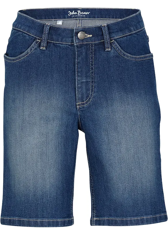 Straight Jeans Bermuda Mid Waist in blau von vorne - bonprix