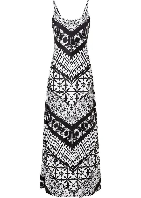 Maxikleid mit Trägern in schwarz von vorne - bonprix