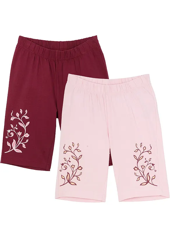 Radlerhose mit Bio-Baumnwolle (2er Pack) in rosa von vorne - bonprix