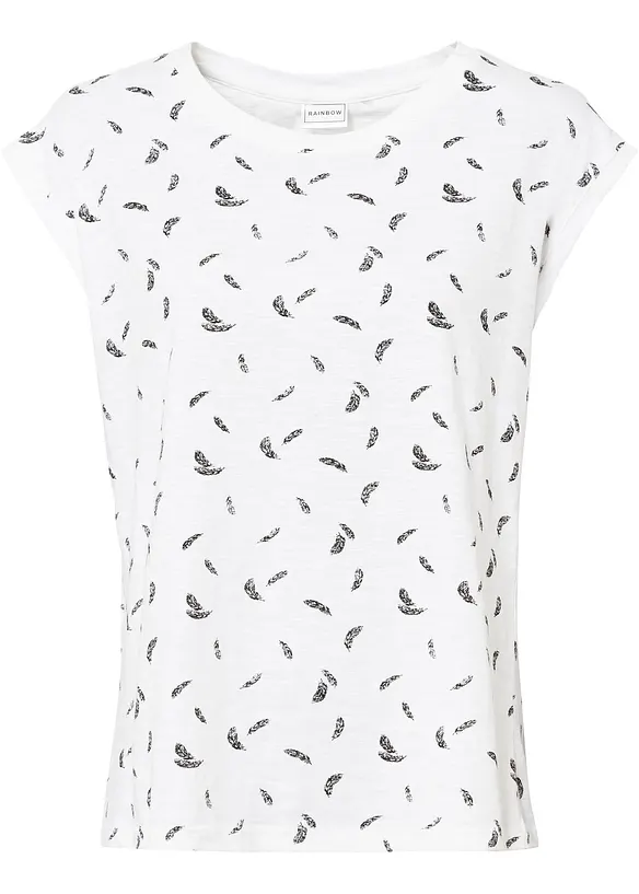 Cocila Damen T-Shirt Mit Federdruck - Elegantes Baumwollshirt Für Den Sommer