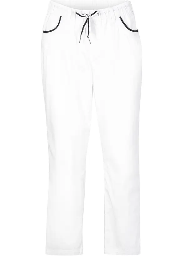 7/8-Hose aus elastischem Baumwoll-Mix in weiß von vorne - bonprix 7/8-Hose aus elastischem Baumwoll-Mix in weiß von vorne - bonprix