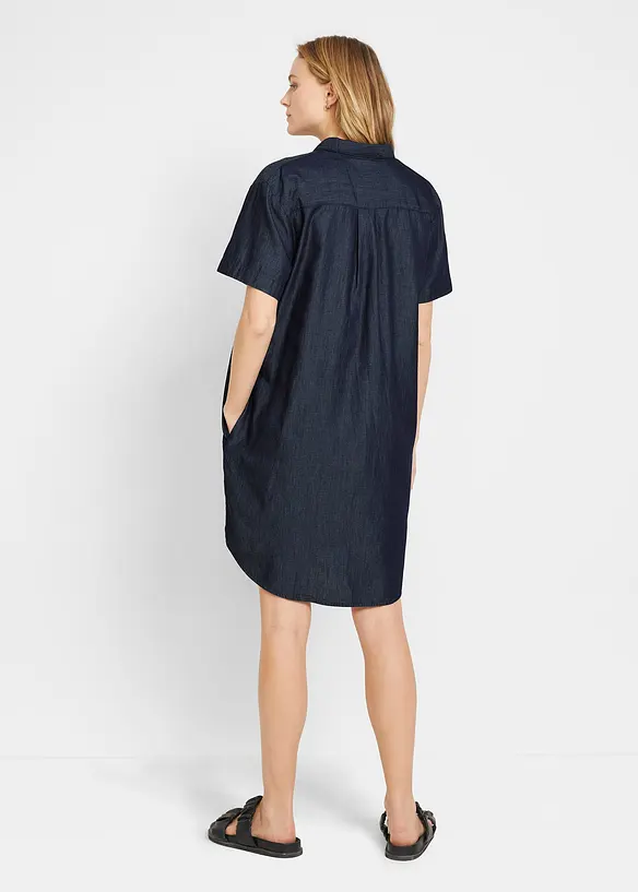 Jeanskleid, Kurzarm in blau von hinten (Totalaufnahme) - bonprix
