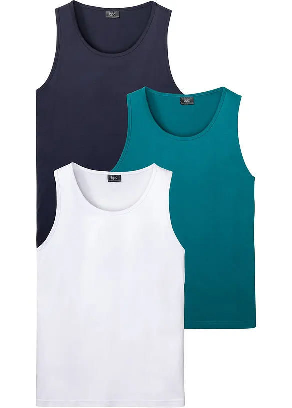 Tanktop in Regular Fit (3er Pack) in petrol von vorne - bonprix