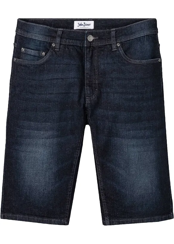 Stretch-Jeans-Bermuda mit verstärktem Schritt in Regular-Fit in blau von vorne - bonprix