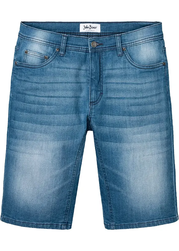 Stretch-Jeans-Bermuda mit verstärktem Schritt in Regular-Fit in blau von vorne - bonprix
