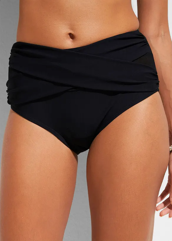 Light Shape-Bikinihose mit Wickel-Optik in schwarz von vorne - bonprix
