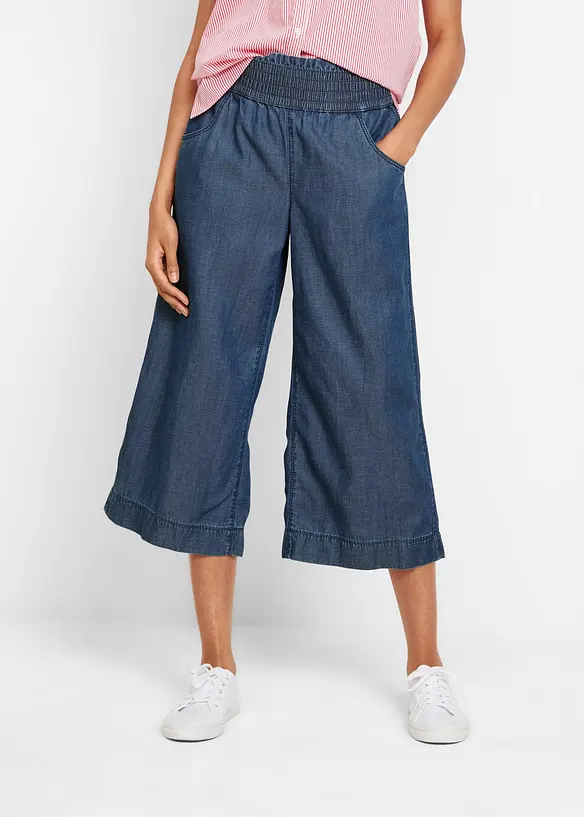 Culotte aus Lyocell in blau von vorne - bonprix Culotte aus Lyocell in blau von vorne - bonprix