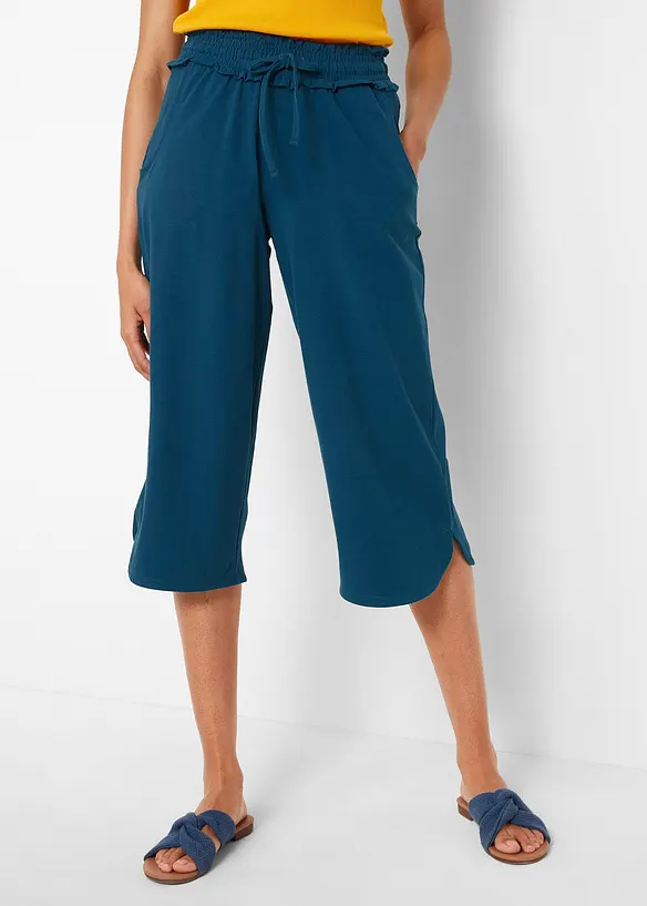 Jersey-Hose aus Baumwoll-Mix in petrol von vorne - bonprix