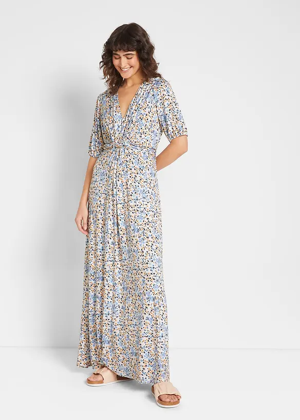 Maxi-Umstands- und Stillkleid aus Jersey in blau von vorne (Totalaufnahme) - bonprix Maxi-Umstands- und Stillkleid aus Jersey in blau von vorne (Totalaufnahme) - bonprix