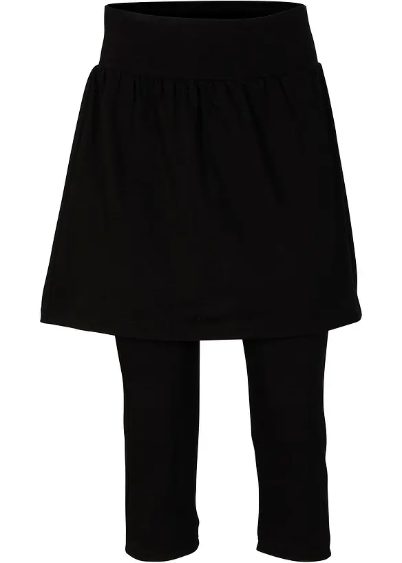 Capri-Leggings mit Rock aus elastischem Baumwoll-Mix in schwarz von vorne - bonprix Capri-Leggings mit Rock aus elastischem Baumwoll-Mix in schwarz von vorne - bonprix
