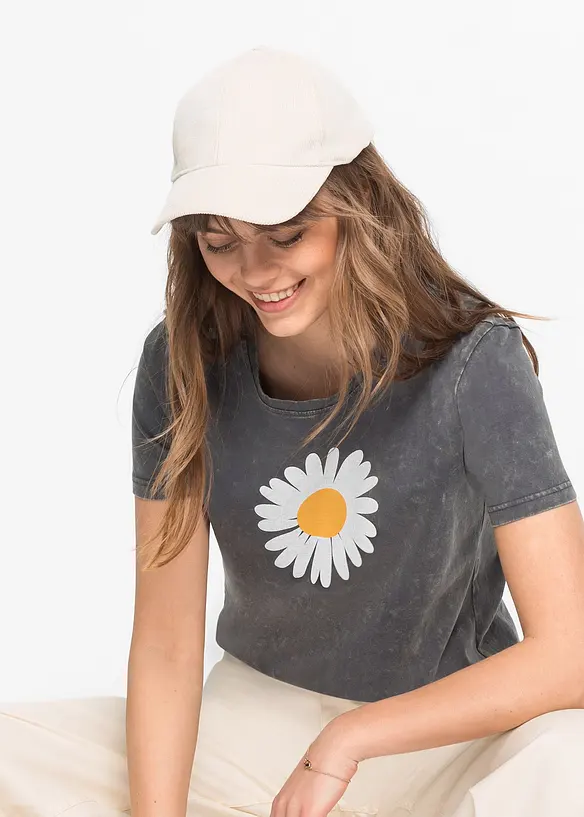 T-Shirt aus reiner Bio-Baumwolle in grau von vorne (im Anschnitt) - bonprix T-Shirt aus reiner Bio-Baumwolle in grau von vorne (im Anschnitt) - bonprix