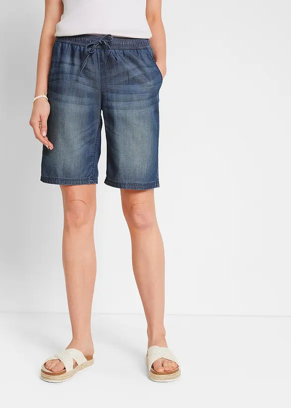 Leichte Denim-Hose mit Leinen in blau von vorne - bonprix Leichte Denim-Hose mit Leinen in blau von vorne - bonprix