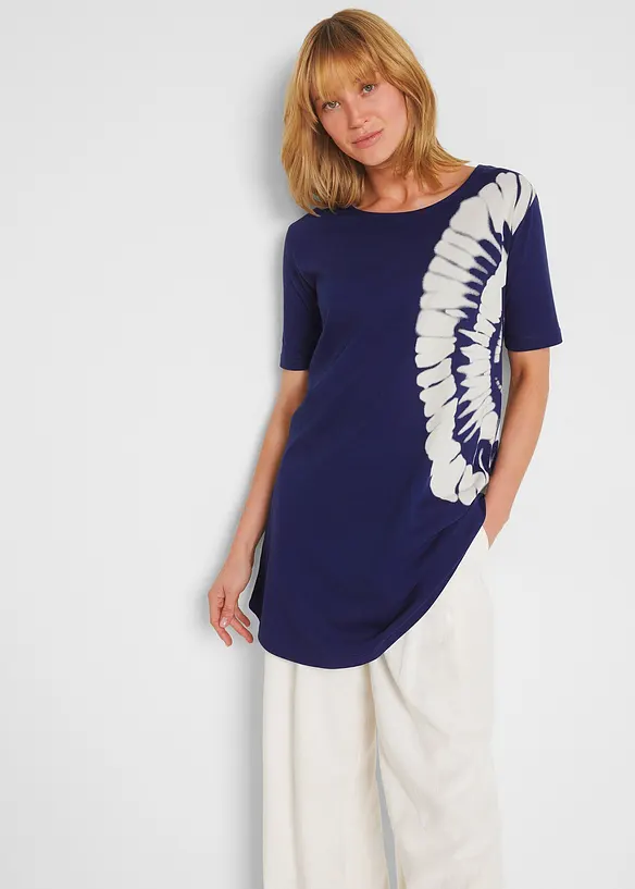 Big-Shirt aus Bio-Baumwolle in blau von vorne (im Anschnitt) - bonprix