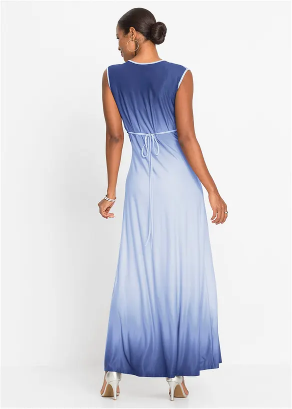 Jerseykleid mit Drapierung in blau von hinten (Totalaufnahme) - bonprix
