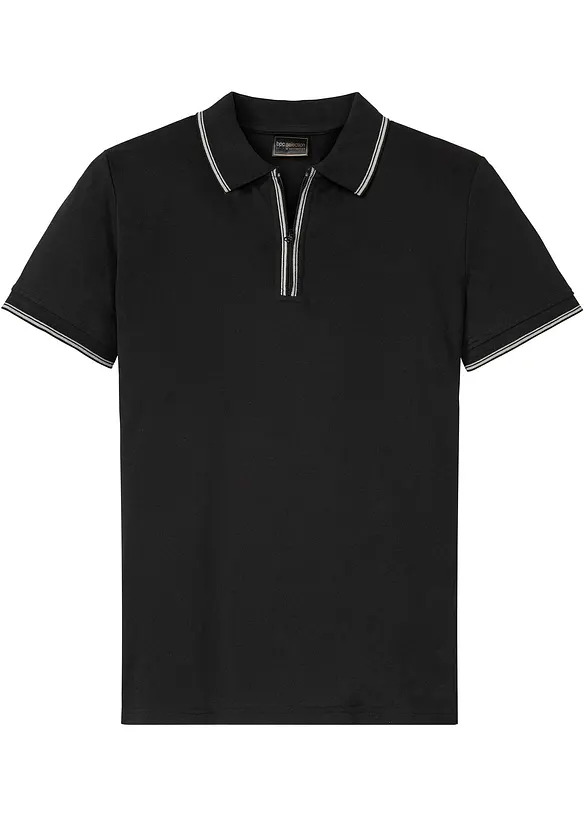 Poloshirt aus robustem Piqué in schwarz von vorne - bonprix