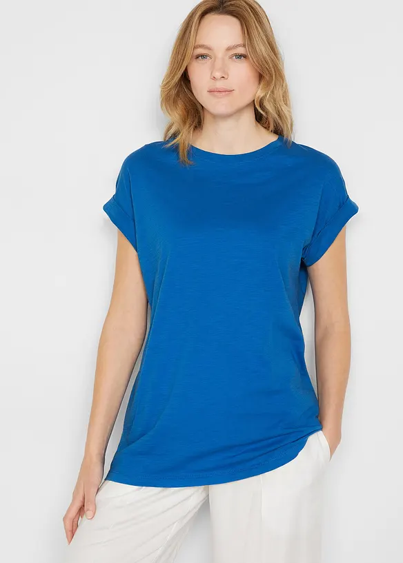 Longshirt aus reiner Bio-Baumwolle (2er Pack) in blau von vorne (im Anschnitt) - bonprix Longshirt aus reiner Bio-Baumwolle (2er Pack) in blau von vorne (im Anschnitt) - bonprix