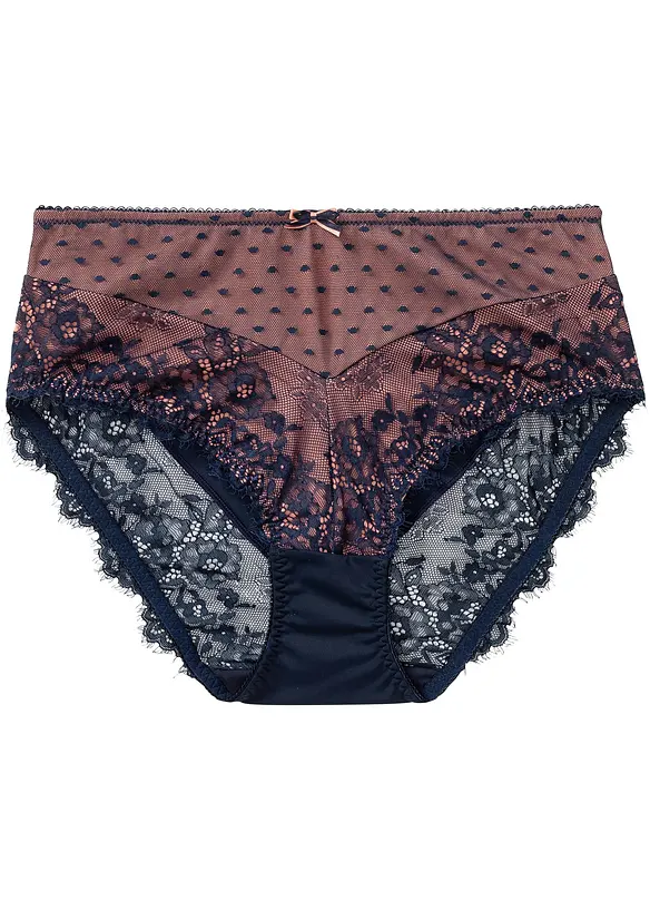 Maxislip mit zarter Spitze in blau von vorne - bonprix