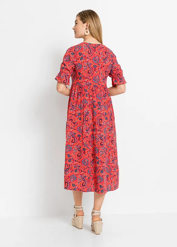 Midikleid aus feiner Viskose in rot von hinten (Totalaufnahme) - bonprix