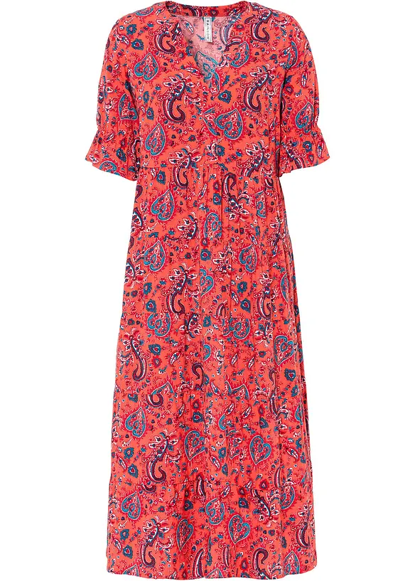 Midikleid aus feiner Viskose in rot von vorne - bonprix