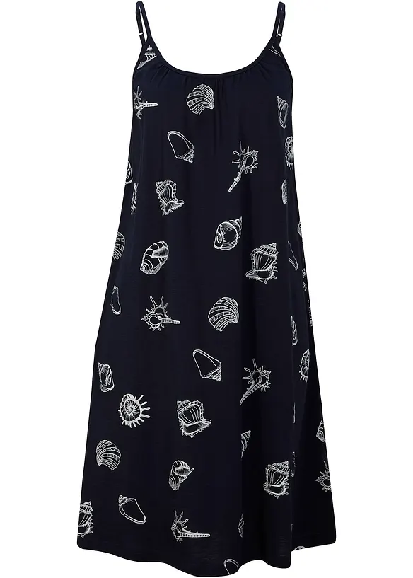 Hänger-Jerseykleid aus Bio-Baumwolle in blau von vorne - bonprix