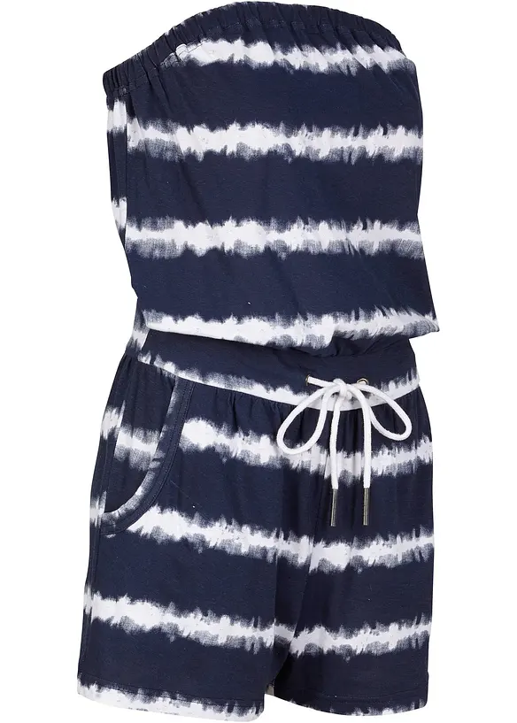 Bandeau-Jumpsuit aus reiner Bio-Baumwolle in blau von vorne - bonprix Bandeau-Jumpsuit aus reiner Bio-Baumwolle in blau von vorne - bonprix