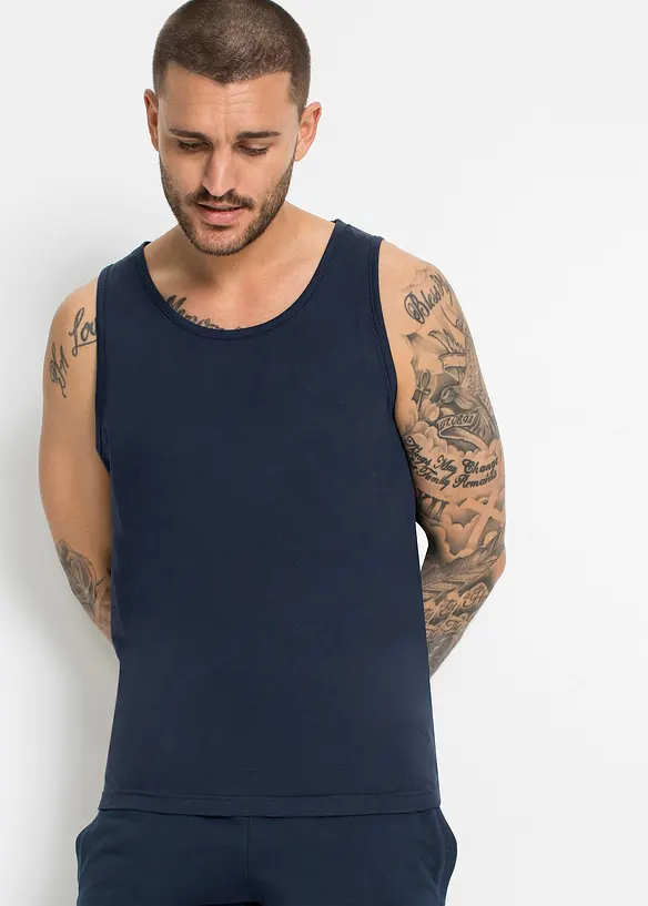 Tanktop in Regular Fit (3er Pack) in petrol von vorne (im Anschnitt) - bonprix