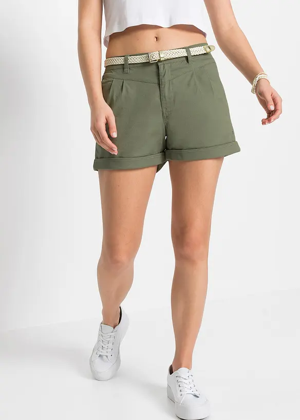 Shorts aus Baumwolle in grün von vorne - bonprix Shorts aus Baumwolle in grün von vorne - bonprix