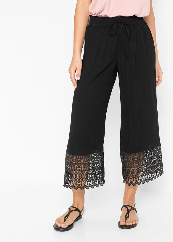 Culotte aus Viskose in schwarz von vorne - bonprix Culotte aus Viskose in schwarz von vorne - bonprix