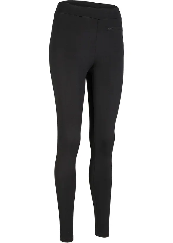 Thermo-Leggings mit Tasche, knöchelfrei in schwarz von vorne - bonprix