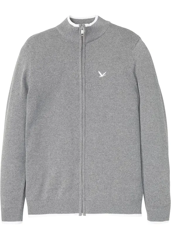 Feinstrickjacke in Regular Fit in grau von vorne - bonprix