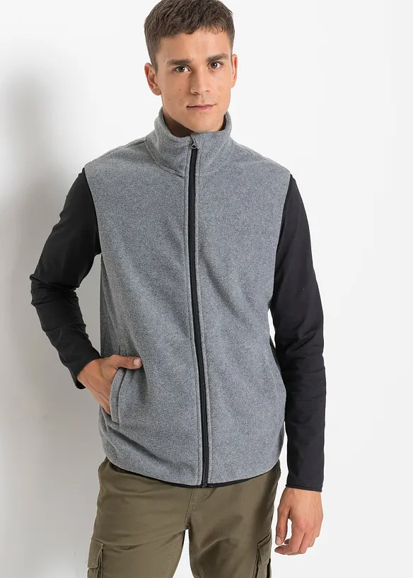 Fleece-Weste (2er Pack) in schwarz von vorne (im Anschnitt) - bonprix