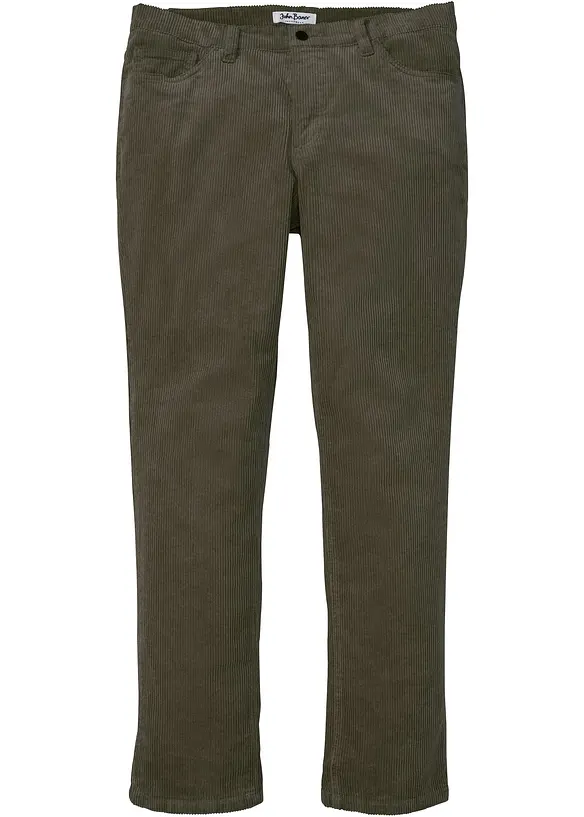 Regular-Fit Cordhose mit Komfortschnitt, Straight in grün von vorne - bonprix