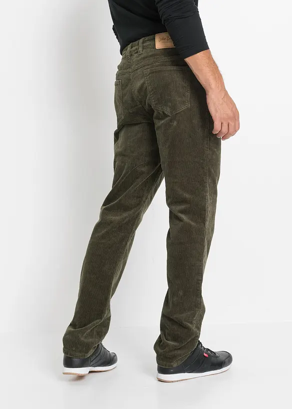 Regular-Fit Cordhose mit Komfortschnitt, Straight in grün von hinten - bonprix
