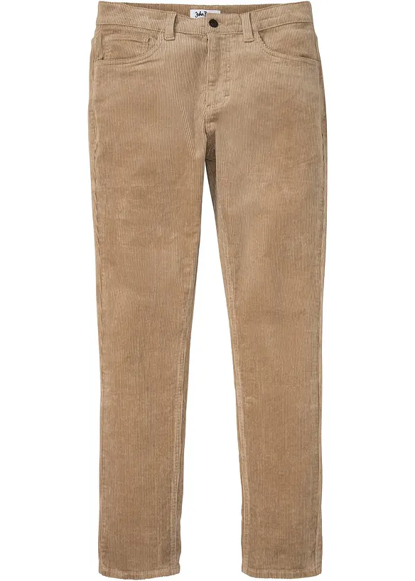 Slim-Fit Cordhose mit Komfortschnitt, Straight in braun von vorne - bonprix