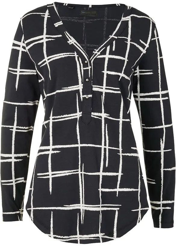 Longshirt in schwarz von vorne - bonprix