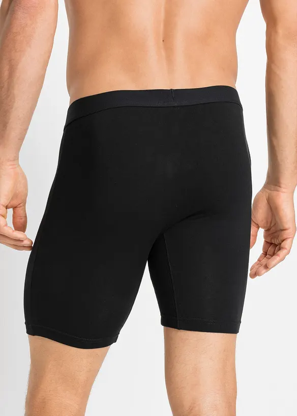 Lange Boxershorts eng mit Baumwolle (2er Pack) in schwarz von hinten - bonprix